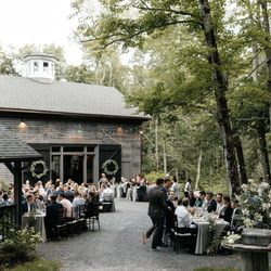 Roxbury Barn and Estate - Outdoor dinner reception on the courtyard at The Roxbury Barn and Estate