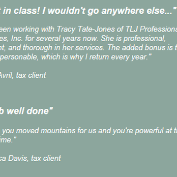 TLJ Professional Services - Reviews from tax clients - Tax Services Near Me - Oakland, California TLJ Professional Services - Reviews from tax clients - Tax Services Near Me - Oakland, California