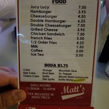 Matt's Bar - Menú. - Burgers Near Me - Minneapolis, Minnesota