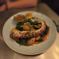 Fish N Beer - Spanish Octopus- Wood Grilled/Romesco Sauce/Fingerling Potatoes/Kale/Devil Butter