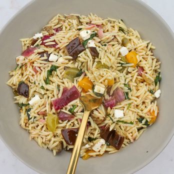 Mary's Salads - NEW: Mary's On The Go - Orzo Salad w/ Roasted Veggies & Feta - Salad Near Me - La Jolla, California Mary's Salads - NEW: Mary's On The Go - Orzo Salad w/ Roasted Veggies & Feta - Salad Near Me - La Jolla, California