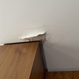 Ceiling damage from balcony leak which continued to get worse as I waited for Sviat to get back to me. Ceiling damage from balcony leak which continued to get worse as I waited for Sviat to get back to me.