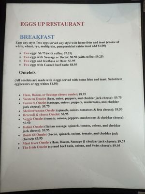 Menu photo 1 Eggs Up Restaurant Portland, CT Menu photo 1 Eggs Up Restaurant Portland, CT