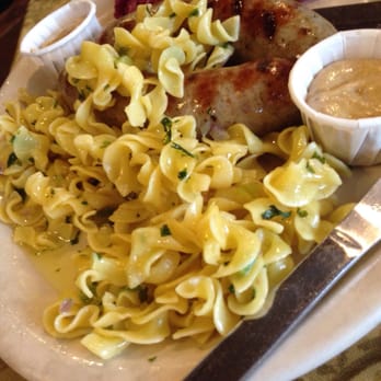 Altdorf Biergarten - Bratwurst plate YUM - German Near Me - Fredericksburg, Texas