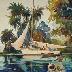 Haynes Galleries - Anthony Thieme Punto Barrios, Guatemala Watercolor on Paper 15.5 x 22 inches