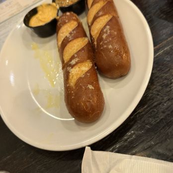 Three Blondes Brewing - Pretzel with beer cheese (comes with three sticks) - Breweries Near Me - South Haven, Michigan
