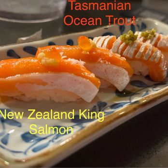 Torii Japanese Inspired - New Zealand king salmon on left Tasmanian ocean trout on right (my favorite) - Japanese Near Me - Katy, Texas Torii Japanese Inspired - New Zealand king salmon on left Tasmanian ocean trout on right (my favorite) - Japanese Near Me - Katy, Texas