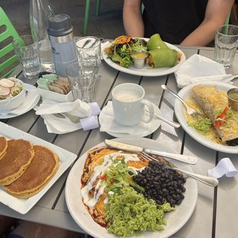 Sweetwater Harvest Kitchen - Pumpkin pancakes, red chili enchiladas with cilantro rice, vegan omelette & avocado omelette wrap. DELICIOUS! Family hit! - Breakfast & Brunch Near Me - Santa Fe, New Mexico