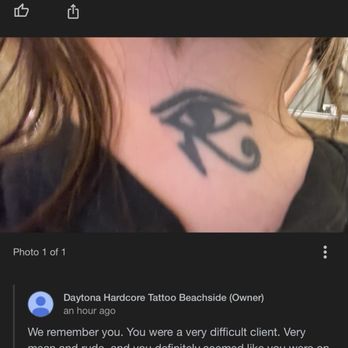 Hardcore Tattoo Beachside - Shop owner accusing me of being on drugs and guilting me for shaking during the tattoo on google reviews. - Tattoo Near Me - Daytona Beach, Florida