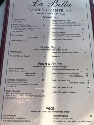 Menu photo 5 La Bella Ristorante Saranac Lake, NY