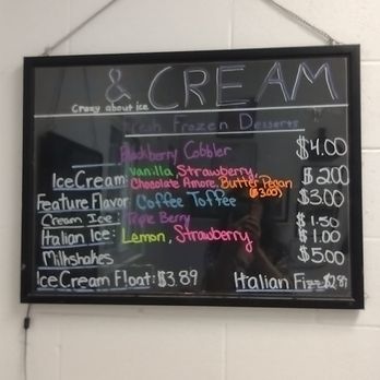 Pizzas & Cream - a menu on a blackboard - Pizza Near Me - Nebo, West Virginia