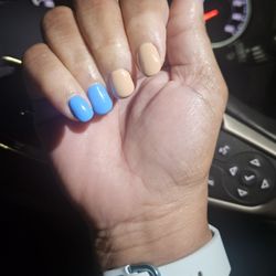 Nail Design - 1'9'2026 DND Gel Blue (670), and Tan (072).