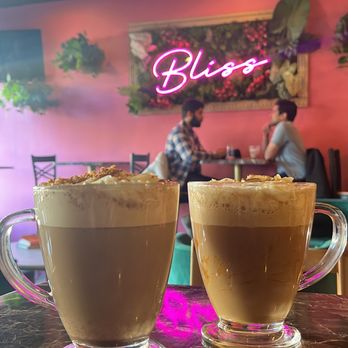 Bliss Coffee Lounge - Right: Biscoff latte
Left: Gingerbread latte - Coffee & Tea Near Me - Somerville, New Jersey Bliss Coffee Lounge - Right: Biscoff latte
Left: Gingerbread latte - Coffee & Tea Near Me - Somerville, New Jersey