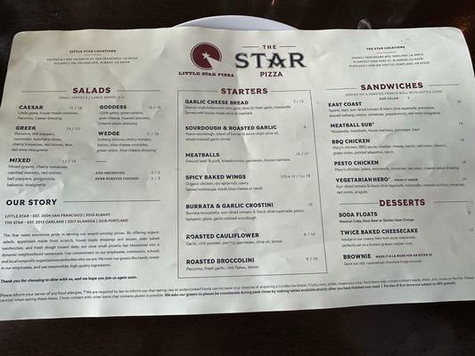 Menu photo 1 Little Star Pizza Albany, CA Menu photo 1 Little Star Pizza Albany, CA