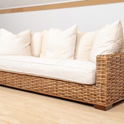 Black Rock Galleries - Greenwich - Restoration Hardware Costal Woven Rattan Sofa