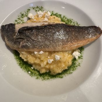 Mustard Seed Restaurant - Sea bass over risotto - British Near Me - Inverness, HLD Mustard Seed Restaurant - Sea bass over risotto - British Near Me - Inverness, HLD