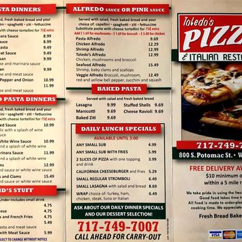 Toledo's Pizza - Feb 2019 Front of Menu - Pizza Near Me - Waynesboro, Pennsylvania Toledo's Pizza - Feb 2019 Front of Menu - Pizza Near Me - Waynesboro, Pennsylvania