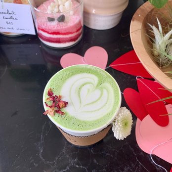 Bloomsgiving - sakura matcha rose latte w/ oat milk - Florists Near Me - Mountain View, California