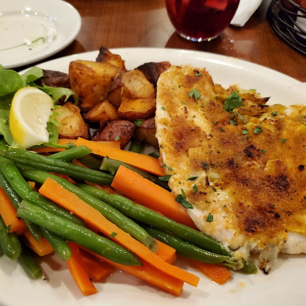 New Wave Seafood - Artichoke Sole Entrée w/roasted potatoes & green beans & carrots vegetables ~ 6.9.23 - Seafood Near Me - Wantagh, New York