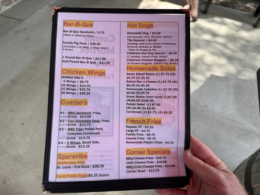 Menu photo 1 Corner Market BBQ Petersburg, VA