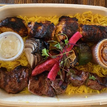 Mazra - Double Kebab Plate- Chicken & Lamb - Middle Eastern Near Me - San Bruno, California Mazra - Double Kebab Plate- Chicken & Lamb - Middle Eastern Near Me - San Bruno, California