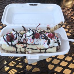 Banana Split made with Rocky Road ice cream