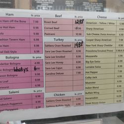 6/2026 posted deli prices