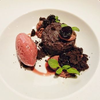84 Yesler - Brownie with cherry sorbet - Italian Near Me - Seattle, Washington 84 Yesler - Brownie with cherry sorbet - Italian Near Me - Seattle, Washington