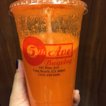 5th Ave Bagelry - Carrot and orange juice freshly made to order soo food!!! - Bagels Near Me - Long Beach, California