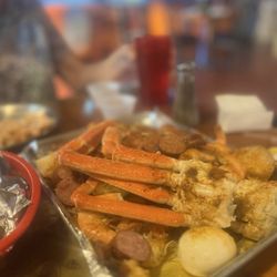 A&A Seafood Shack - My frog more Stu crab leg, shrimp, potatoes, eggs, sausage, and corn.