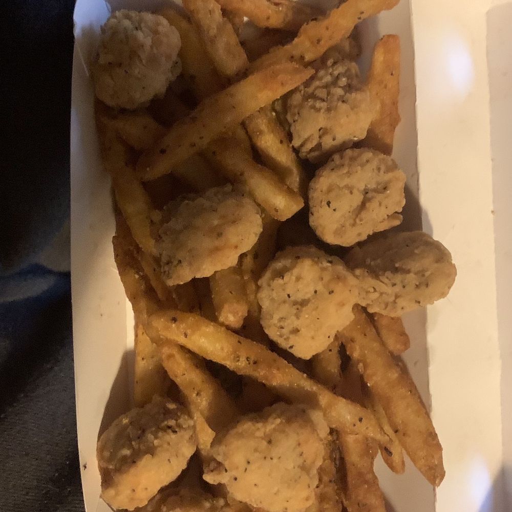 a hot dog and fries a hot dog and fries