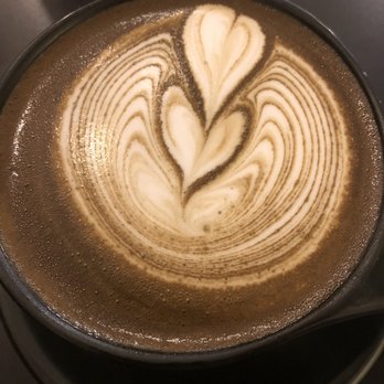 Ogawa Coffee - Hojicha latte with nice art - Coffee & Tea Near Me - Boston, Massachusetts