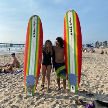 Venice Beach Surf Club - Will (instructor) and I after catching my first waves! - Surf Schools Near Me - Venice, California Venice Beach Surf Club - Will (instructor) and I after catching my first waves! - Surf Schools Near Me - Venice, California