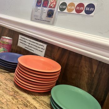 Hot Pot Heaven - How the plates are colored so you know the prices of the items you choose. - Vietnamese Near Me - Honolulu, Hawaii