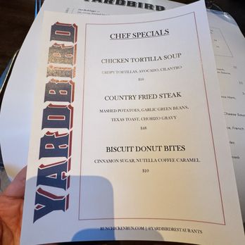 Yardbird - Daily specials menu - Southern Near Me - Dallas, Texas Yardbird - Daily specials menu - Southern Near Me - Dallas, Texas