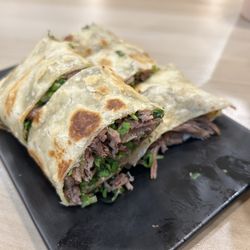 Noodology - Beef scallion pancake rolls
