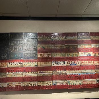 LongHorn Steakhouse - Wall decoration made of painted license plates - Steakhouses Near Me - Mobile, Alabama LongHorn Steakhouse - Wall decoration made of painted license plates - Steakhouses Near Me - Mobile, Alabama
