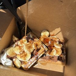 Mile Marker 7 Coffee - Nutella and banana French toast with syrup on top