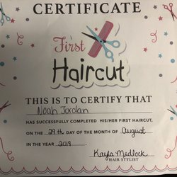 Sure Cuts - First haircut certificate