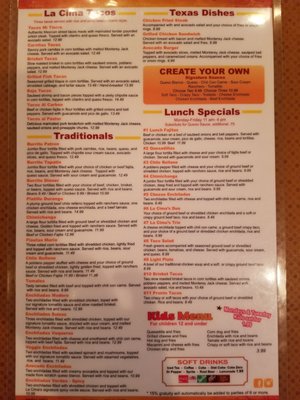 Menu photo 6 La Cima Authentic Mexican Grill and Cantina Van Alstyne, TX