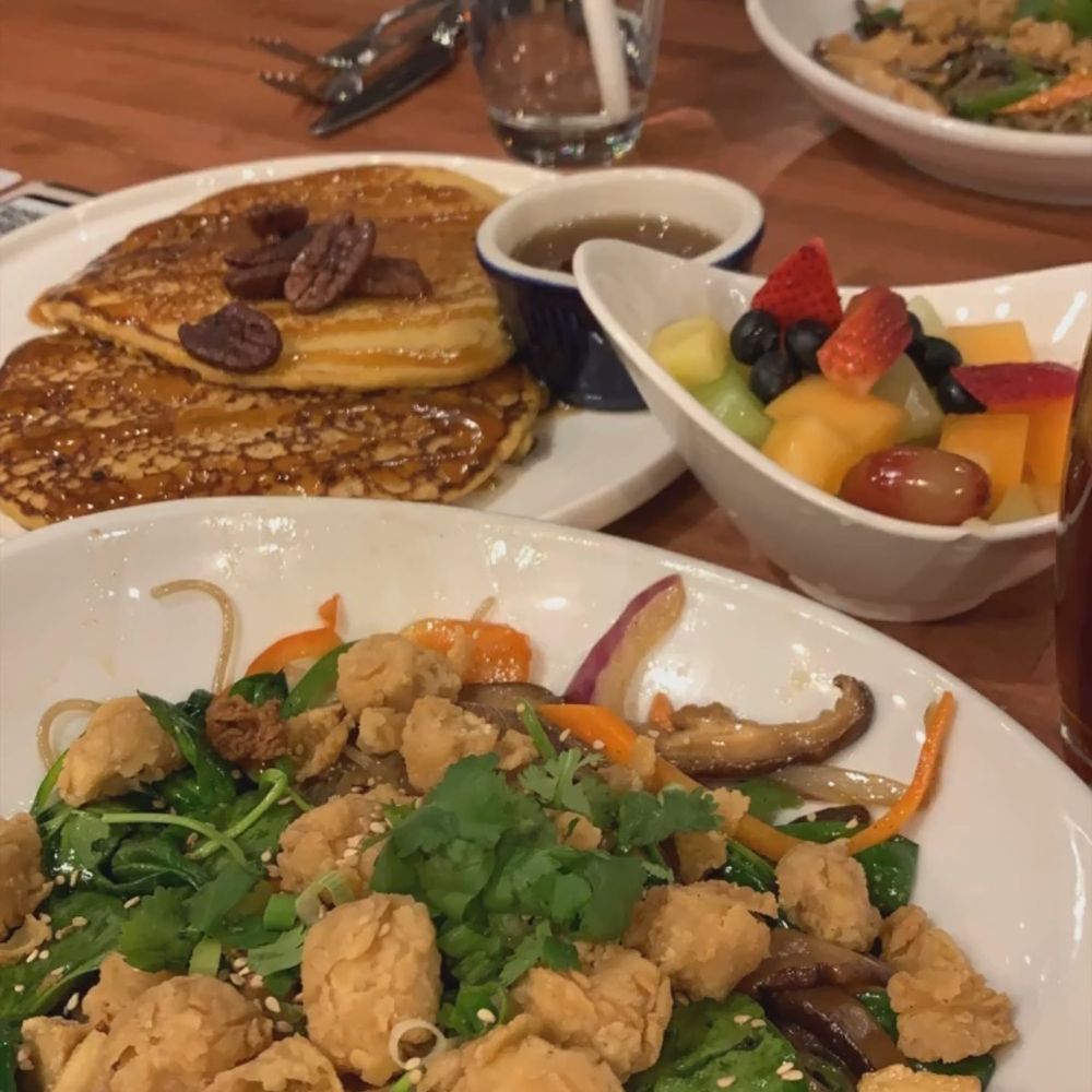 Grove Brunch Cafe - Korean Noodles with tofu & sweet potato pancakes!!! - Breakfast & Brunch Near Me - El Paso, Texas