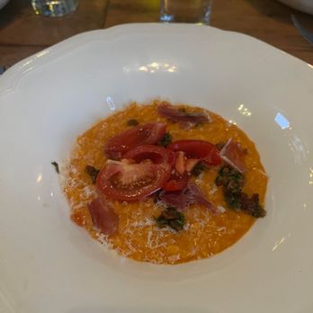 Mama - roasted pepper risotto (with prosciutto, melted leek, sundried tomato gremolata) - Italian Near Me - Oakland, California Mama - roasted pepper risotto (with prosciutto, melted leek, sundried tomato gremolata) - Italian Near Me - Oakland, California