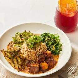 Cafe Gratitude - I AM KANSHA - Japanese Smoked Tofu & Asparagus with Roasted Tahini
