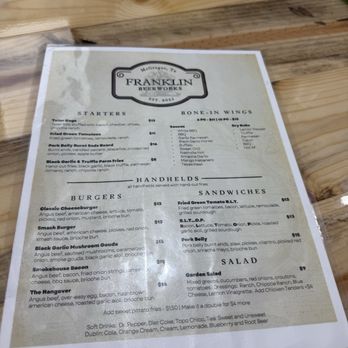 Franklin Beerworks - Food menu - Brewpubs Near Me - McGregor, Texas