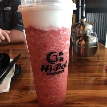 Hi Pot Miami - Stawberry Green Tea with Cheese Milk Foam - Taiwanese Near Me - Miami, Florida Hi Pot Miami - Stawberry Green Tea with Cheese Milk Foam - Taiwanese Near Me - Miami, Florida