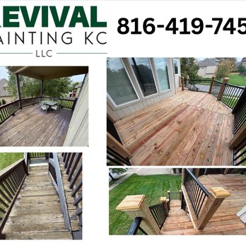 Revival Painting - Deck Demo & Rebuild - Floorboards/Stringers/Treads/Rod-Iron handrails & balusters/6x6 posts/platforms/Home Depot materials used/CARPENTRY - Painters Near Me - Parkville, Missouri Revival Painting - Deck Demo & Rebuild - Floorboards/Stringers/Treads/Rod-Iron handrails & balusters/6x6 posts/platforms/Home Depot materials used/CARPENTRY - Painters Near Me - Parkville, Missouri