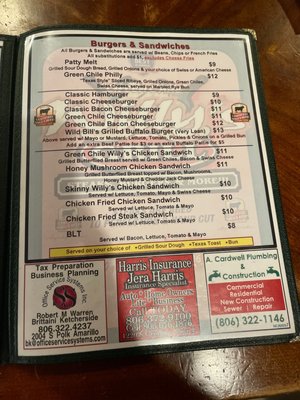 Menu photo 1 Green Chile Willy's Grill Amarillo, TX Menu photo 1 Green Chile Willy's Grill Amarillo, TX