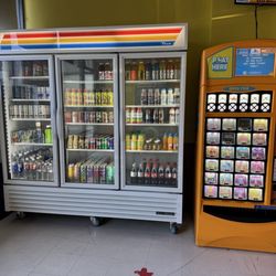 J K Donuts - Beverage case and lottery machine