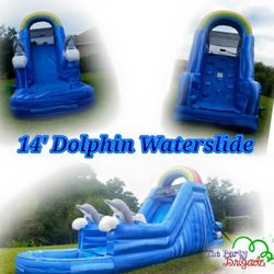 14' Dolphin Water slide with pool Great for ages 10 and under.
