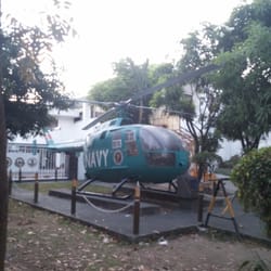 Baywalk - Old chopper on display.